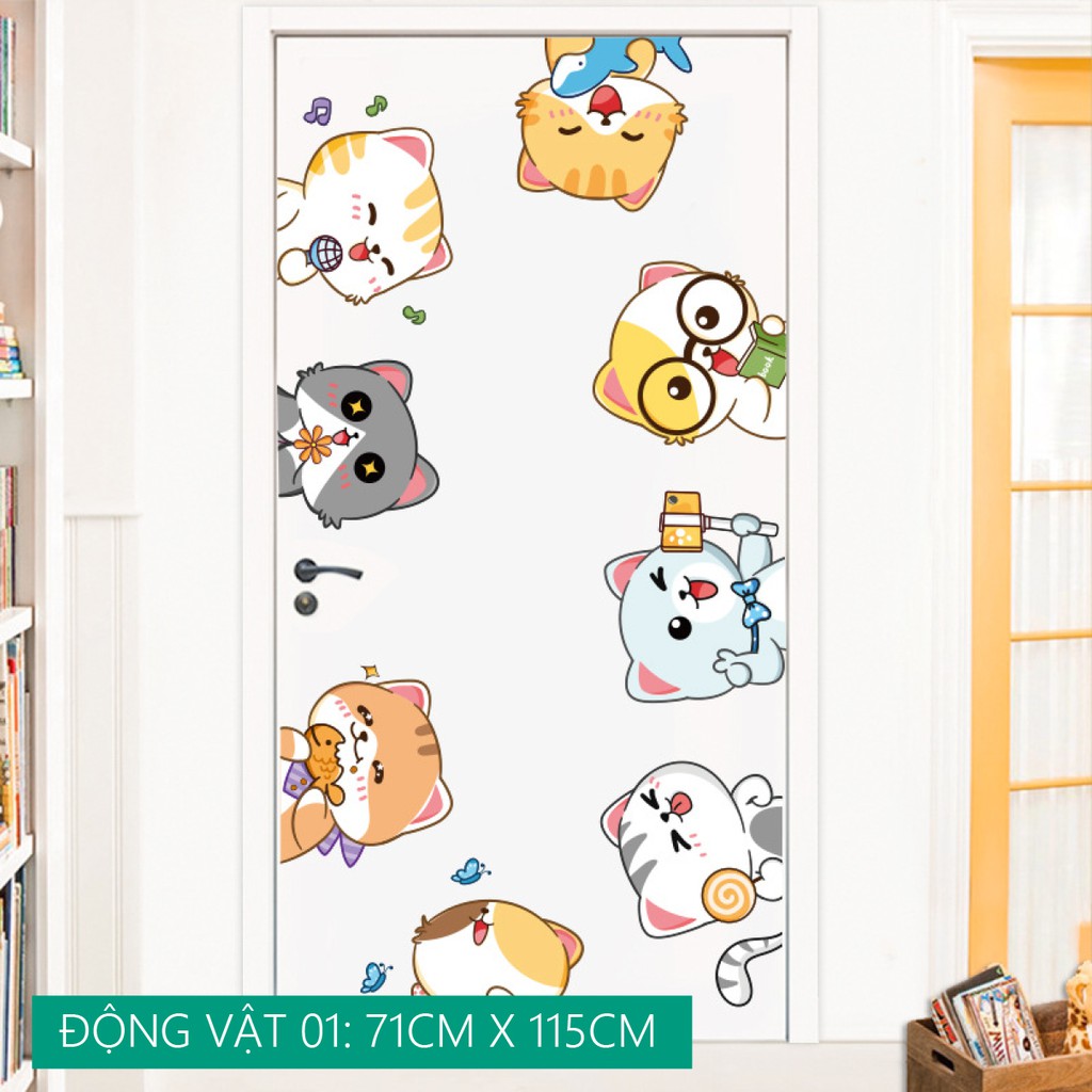 [SALE] Decal tranh dán tường trang trí động vật dễ thương