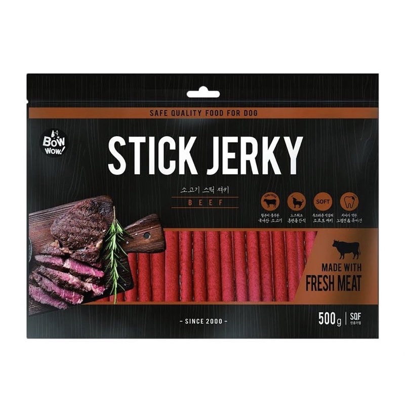 STICK JERKY THỊT BÒ QUE / CỪU QUE BOWWOW CHO CHÓ 500gr