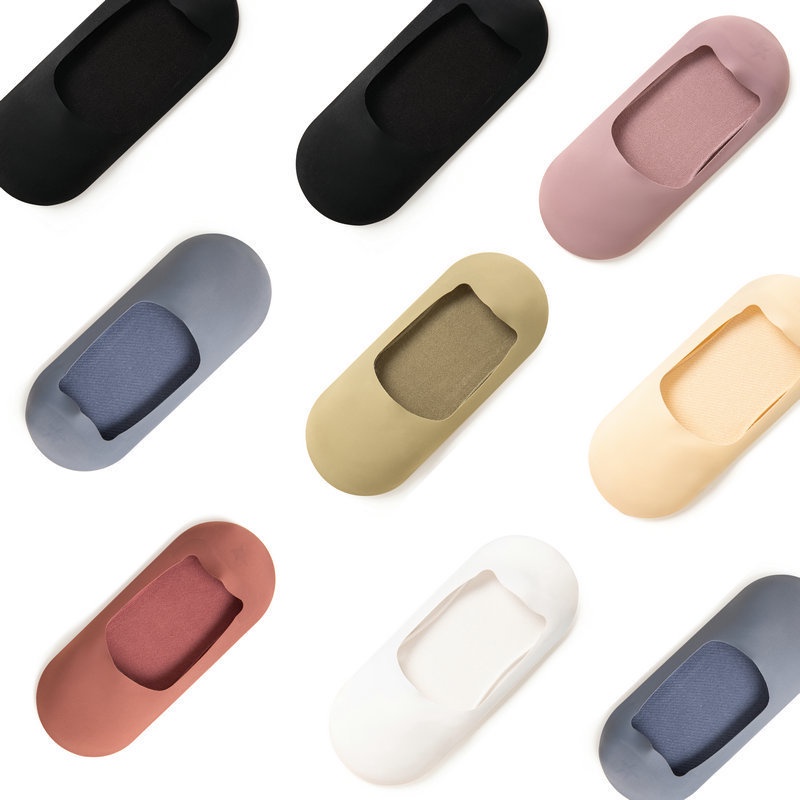 Đôi Vớ Thuyền Màu Trơn Miệng Nông Vô Hình Miệng Nông Bằng Lụa silicone Chống Chảy Xệ Cho Nữ