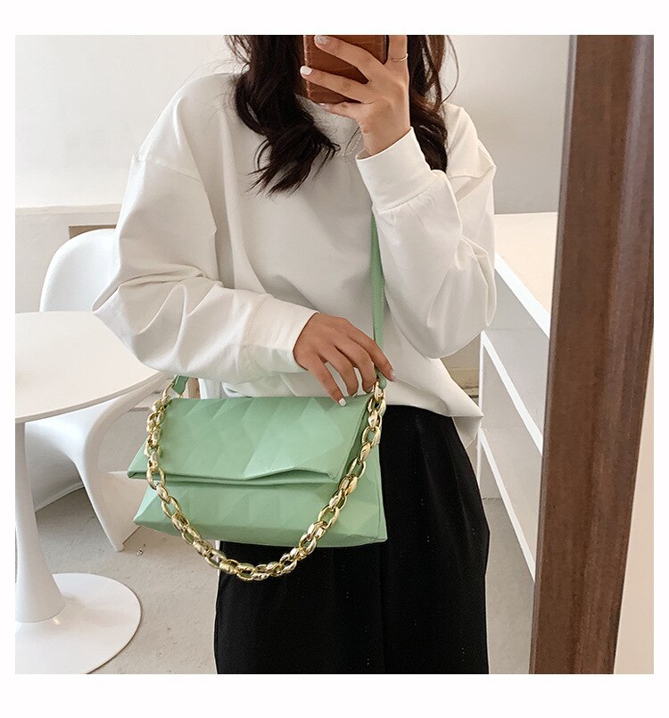 Túi đeo vai JASMIN NOIR da PU cỡ nhỏ phối dây xích thời trang cho bạn gái