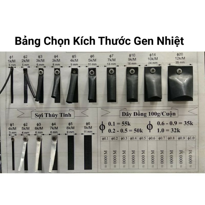 Gen Co Nhiệt Dài 1m đủ loại