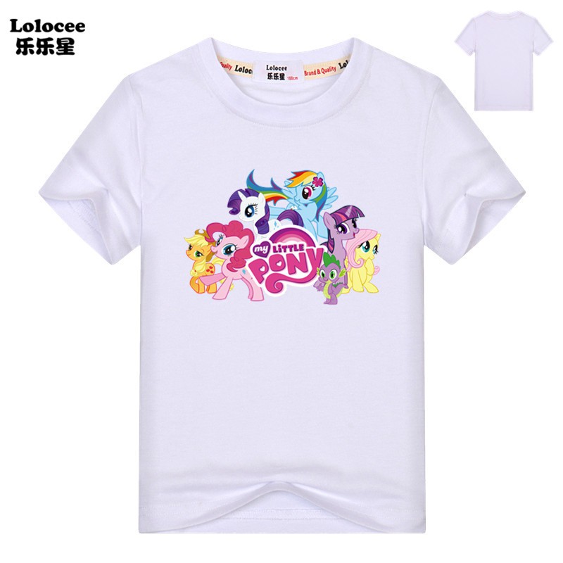 MY LITTLE PONY Áo Thun Tay Ngắn In Hình Ngựa Một Sừng Dễ Thương Cho Bé Gái