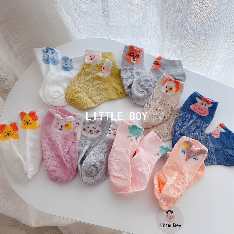 Set 5 đôi Tất lưới cotton ROBIBABI thoáng khí mềm mịn, giữ ấm cho bé (sơ sinh- 3 TUỔI)