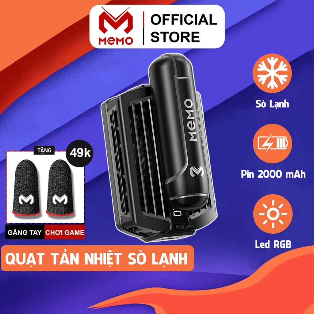 Quạt tản nhiệt điện thoại MEMO DL10 sò lạnh không dây pin 2000mAh đèn led RGB gaming chơi game MOBA FPS PUBG LIÊN QUÂN