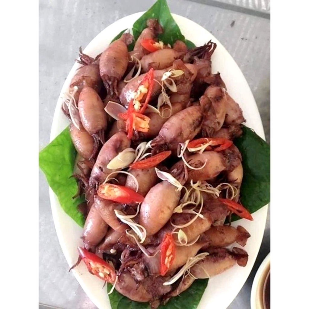 Mực Sim Trứng 1 Nắng hấp sơ khay 500g làm sạch thơm ngon - Ship Hỏa Tốc 1h Hà Nội