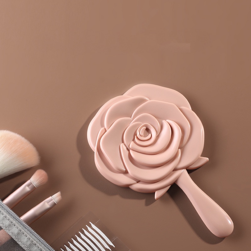 Gương trang điểm cầm tay thiết kế hoa hồng tinh tế dễ thương