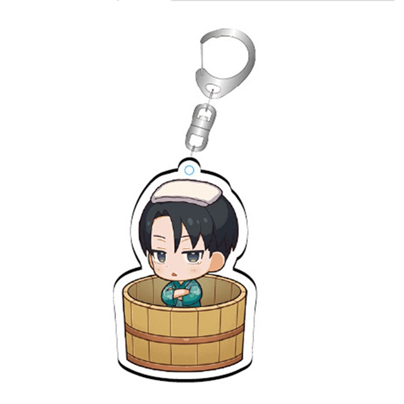 ( THÙNG TẮM GỖ ) Móc khóa in hình ATTACK ON TITAN - Đại Chiến Titan anime chibi Mica trong acrylic