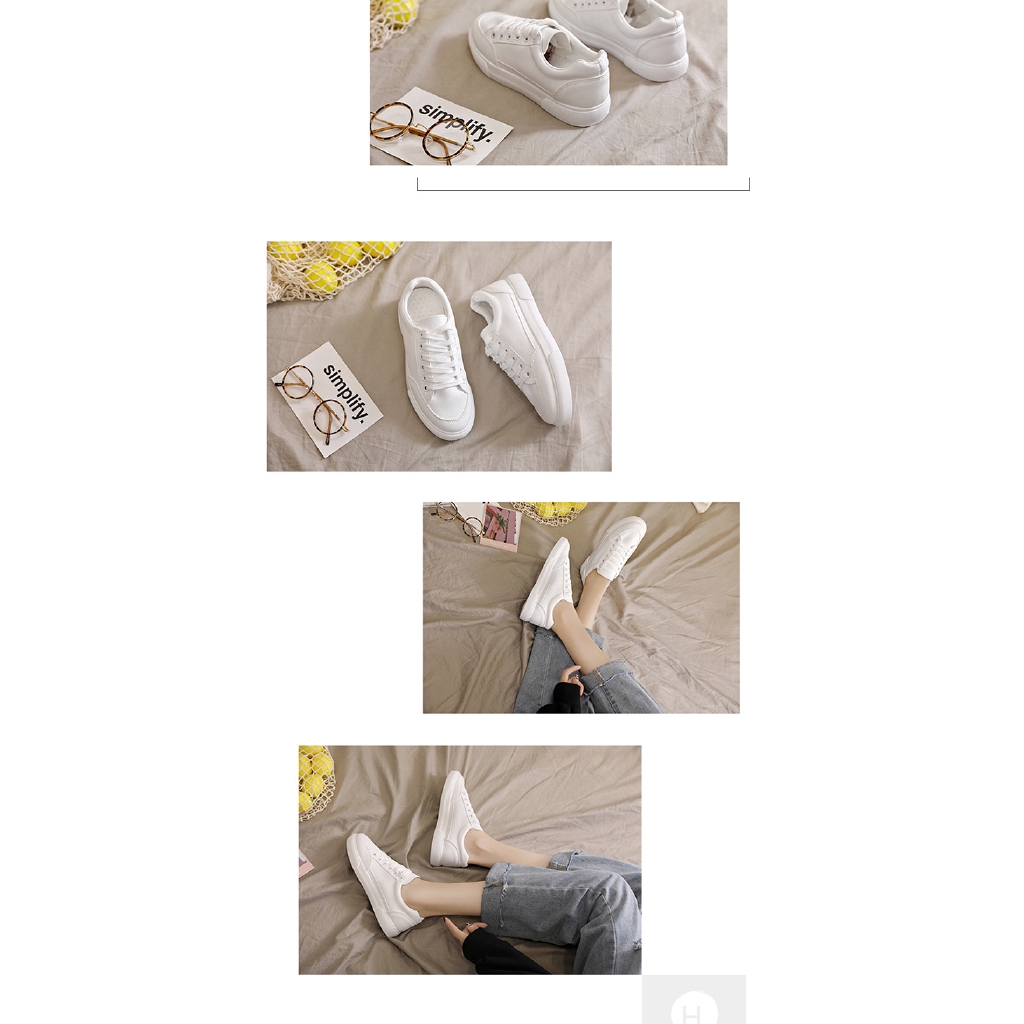 Giày thể thao IELGY màu trắng dễ phối đồ thời trang Hàn Quốc đơn giản dành cho nữ