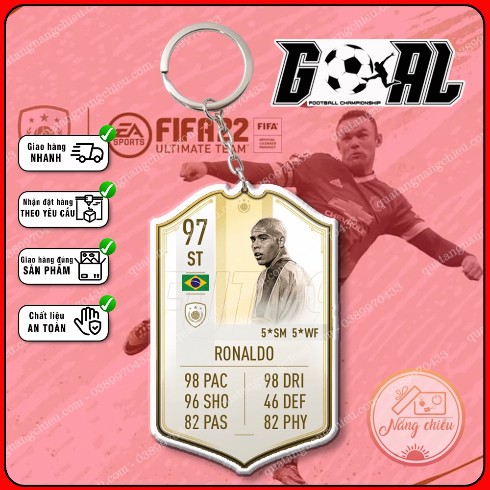 Móc Khóa Icon Ronaldo de lima, CLB bóng đá Real Madrid ☘️MÓC KHÓA THẺ CẦU THỦ☘️