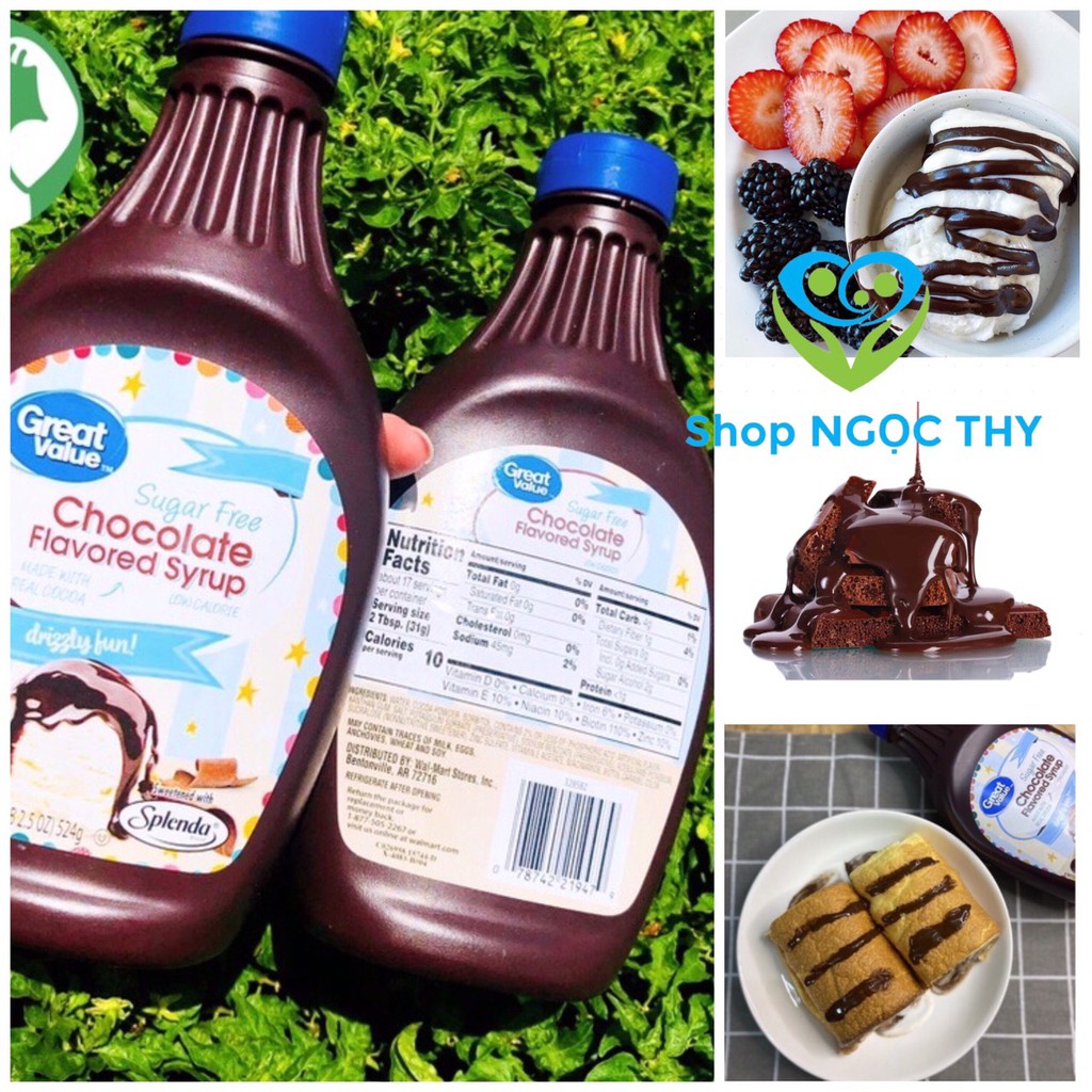 [Siro không đường] SIRO ăn kiêng Chocolate Syrup không đường GREAT VALUE 18.5OZ