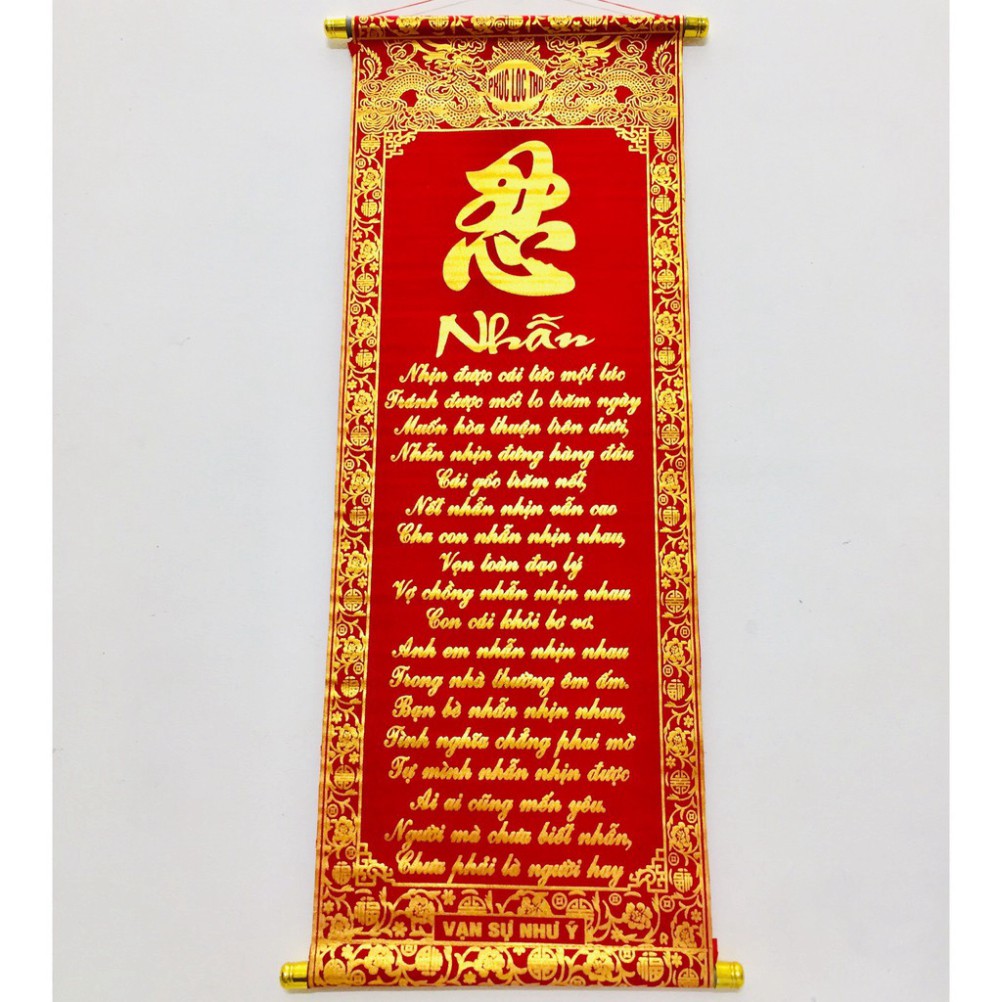 Liễng trang trí tết cổ truyền Chữ tâm, nhẫn, đức, hiếu bằng vải nhung đẹp trang trí tết cổ truyền việt nam