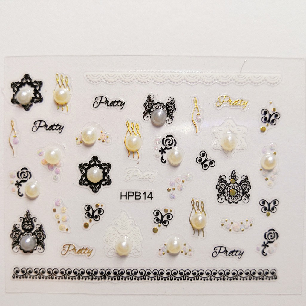 Hình dán ngọc trai giả độc đáo DIY trang trí móng nghệ thuật