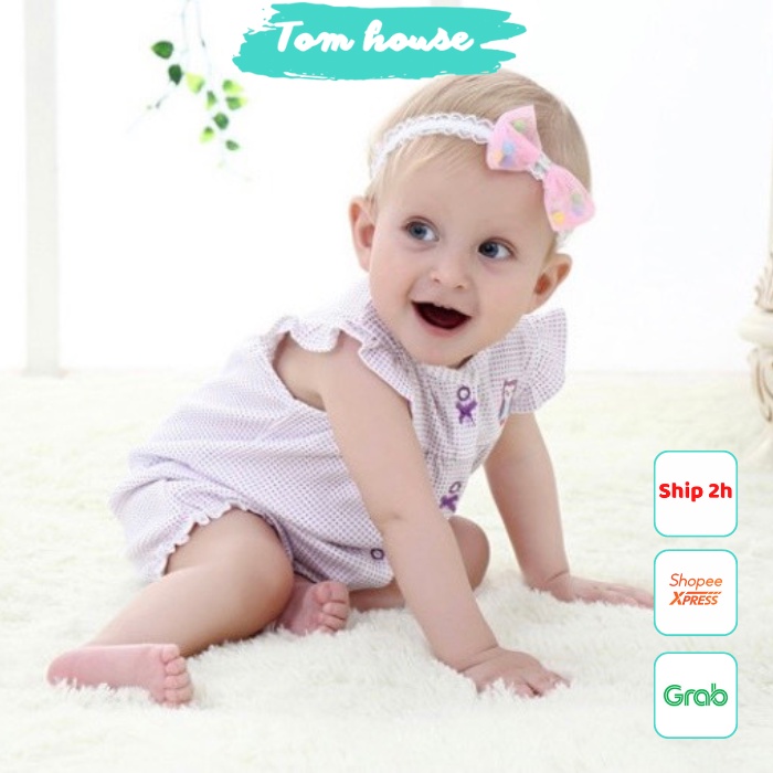 Bộ Liền Thân Đùi Cộc Tay Cúc Giữa Mùa Hè Xuất Dư Cao Cấp Cho Bé Gái Sơ Sinh
