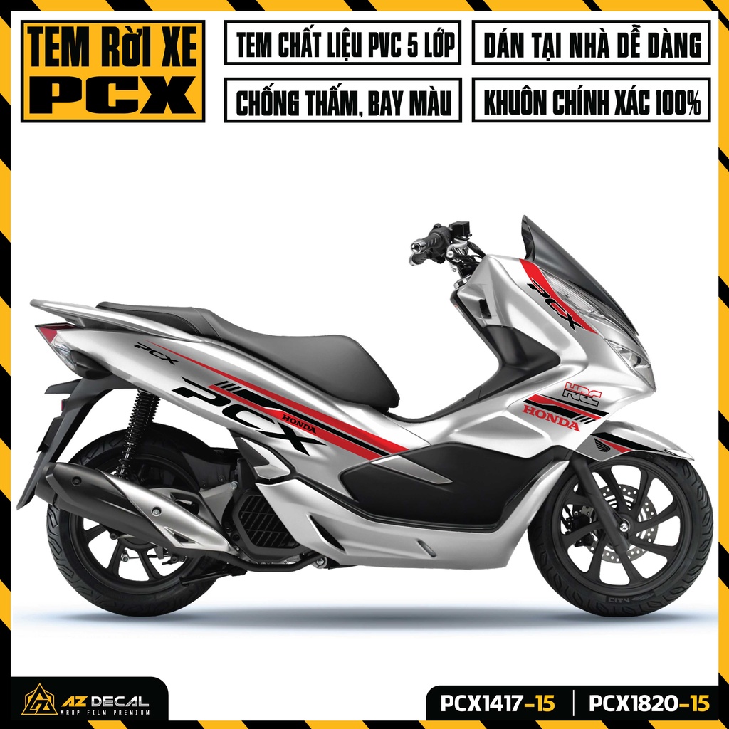 Tem Chế Xe PCX 125 150 160 Mẫu HRC | PCX-15 | Decal Rời Dán Xe PCX 2014 - 2020 Chống Nước, Bền Màu