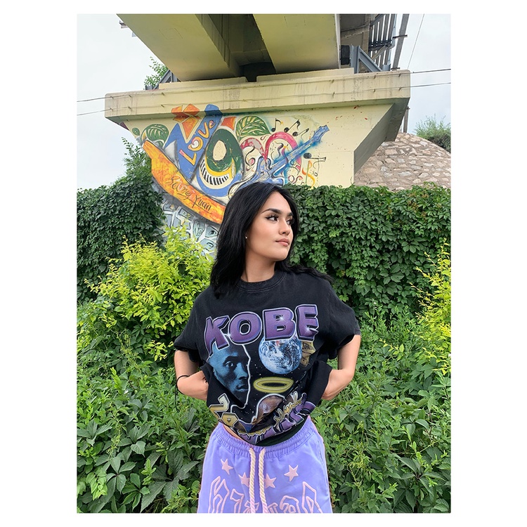 Áo Thun Vintage Kobe Bryant v2 100% Cotton Tay Lỡ Unisex - Đen/Trắng Cổ Tròn | Blackwork