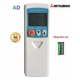 Điều khiển điều hòa Mitsubishi các loại ,Remote điều hòa Mitsubishi Hàng dài mặt xanh 1 nút cam