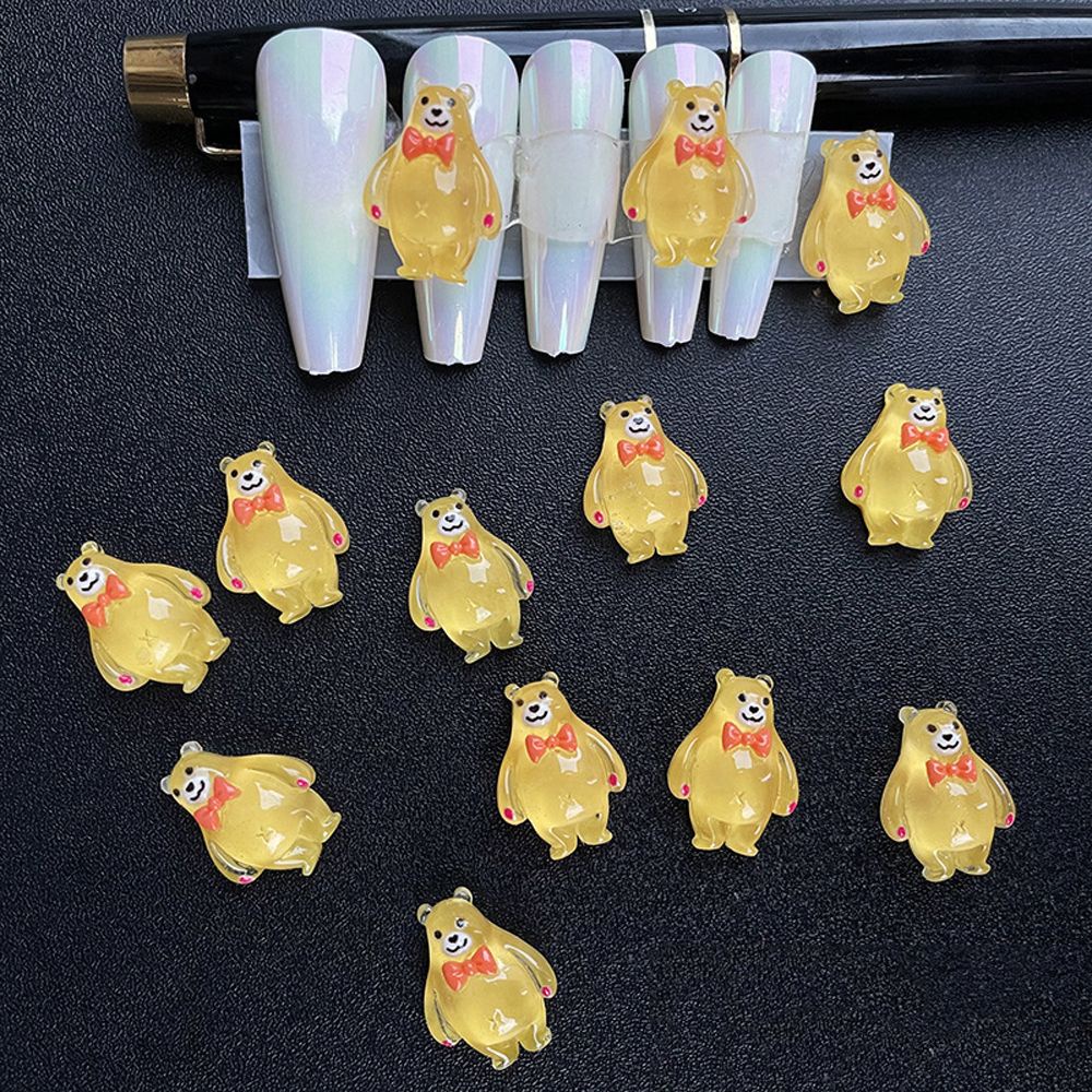 Bộ 10 phụ kiện trang trí móng tay nhiều kiểu dáng phân loại 3D xinh xắn DIY