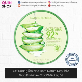 [Quinshop.vn] Gel Dưỡng Ẩm Nha Đam Nature Republic Aloe Vera 92% Soothing Gel