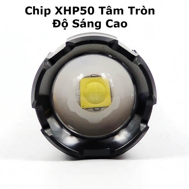Đèn pin siêu sáng cầm tay XHP50 chiếu xa 500m có Zoom, pin trâu 2600mAh, chống nước IP65, Có COB đèn phụ