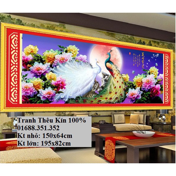 Tranh thêu chữ thập Phu thê viên mãn HH0782 150x64cm