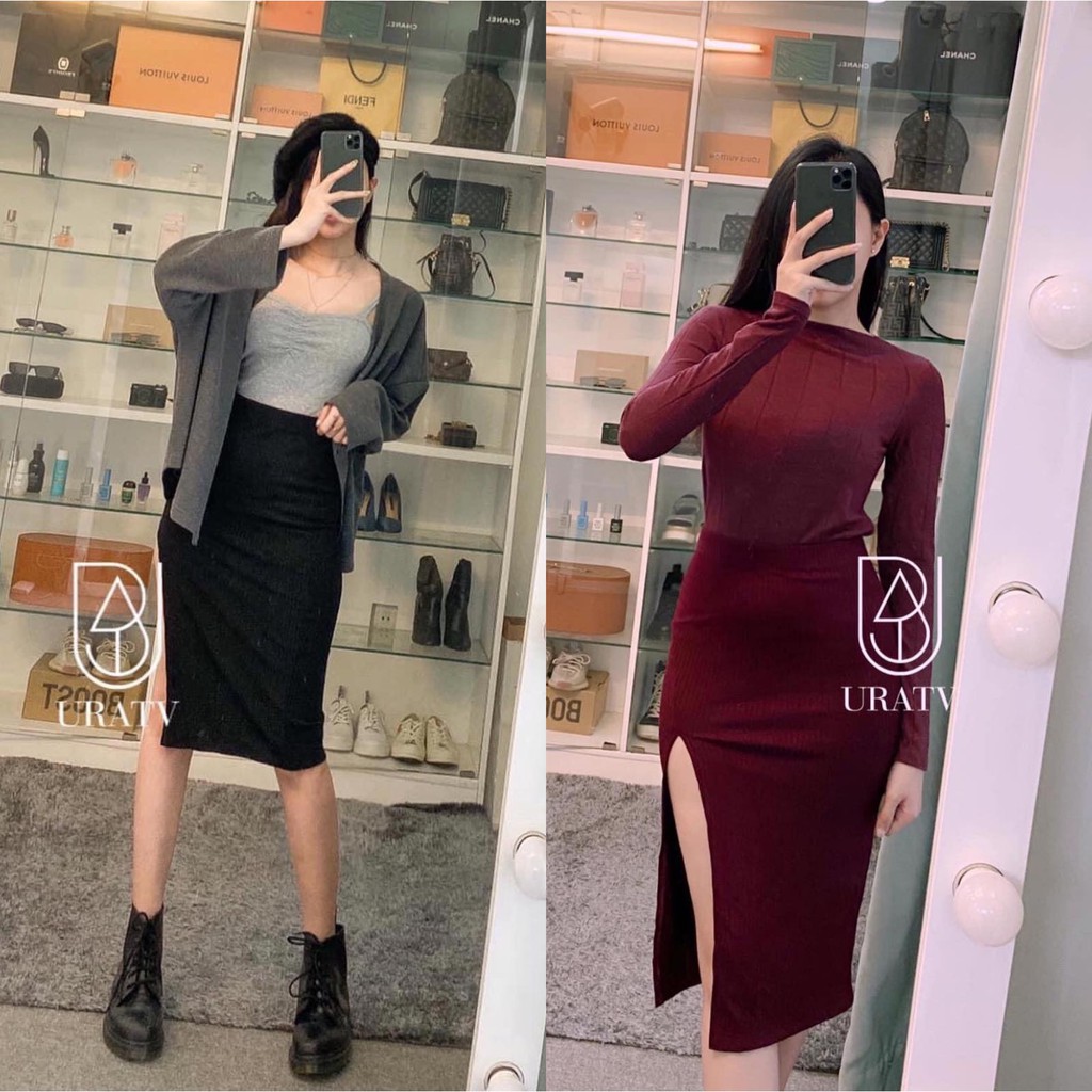 [FREESHIP-HÀNG CHUẨN XỊN] CHÂN VÁY THUN GÂN xẻ đùi F21
