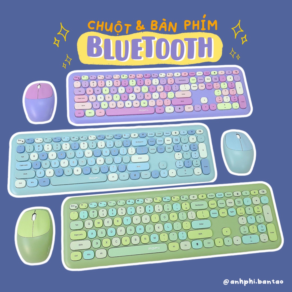 Bộ Bàn Phím Chuột Tròn Giả Cơ Không Dây Candy Mofii Ver 2.0 Dễ Thương - Tặng kèm stickers