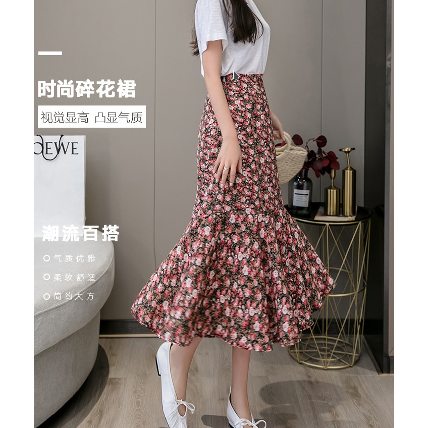 Chân váy hoa nhí công sở cạp cao hai lớp dáng dài chất đẹp | BigBuy360 - bigbuy360.vn