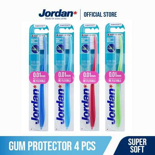 [Mã BMBAU50 giảm 7% đơn 99K] Combo 4 Bàn chải đánh răng Jordan Click Gum Protector, Lông siêu mềm mỏng 0.01mm