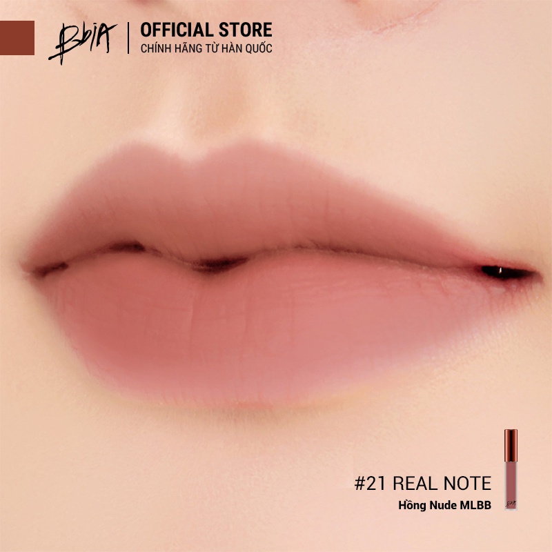 Son Kem Lì Bbia Last Velvet Lip Tint Version 5 - 21 Real Note (Màu Hồng Nude) 5g - Bbia Official Store