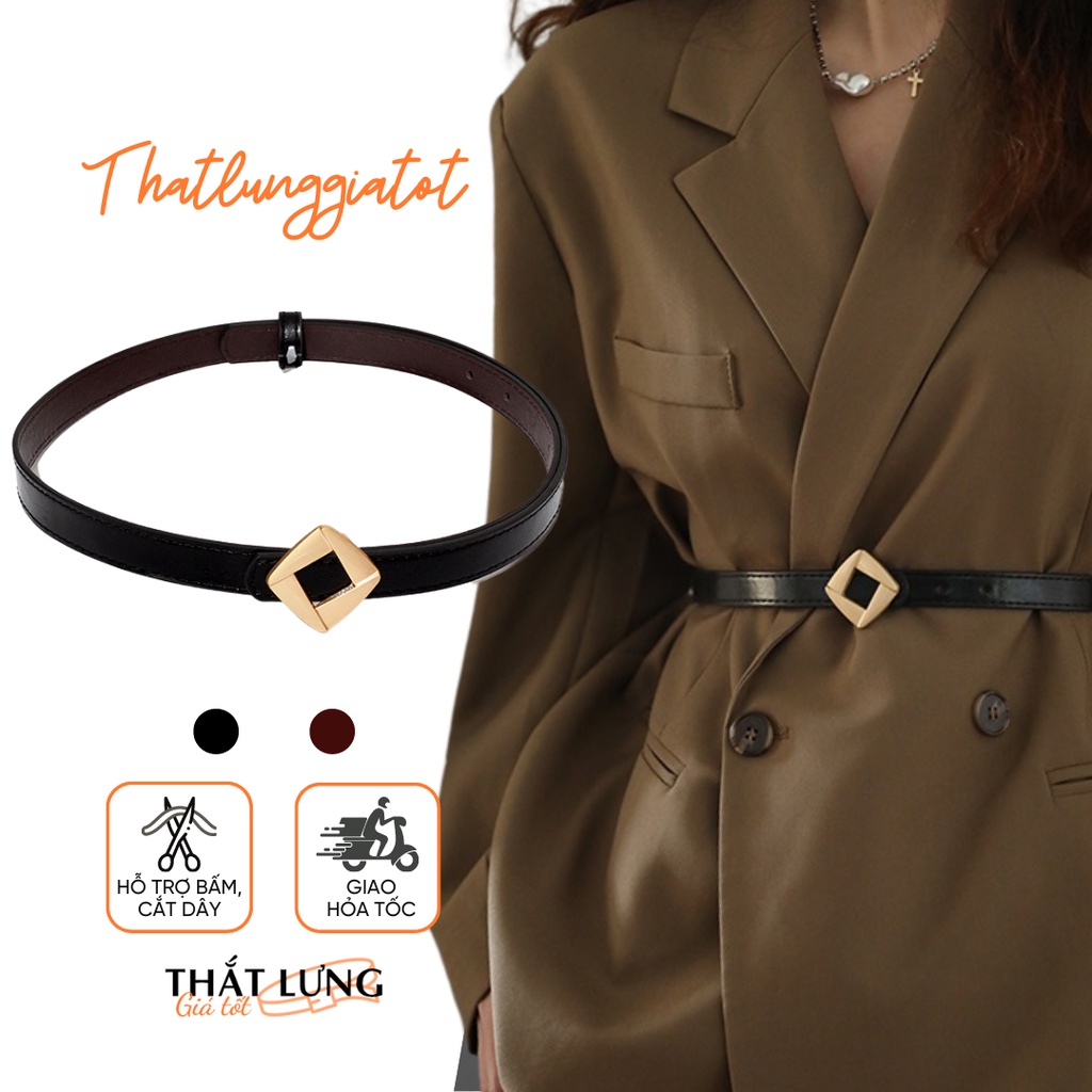 Thắt lưng nữ bản nhỏ mặt hoa, đai váy da xinh bản 1.8cm TL407 - Thắt Lưng Giá Tốt
