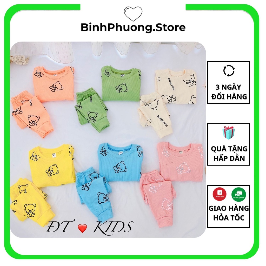 Bộ Len Tăm Gấu Dài Tay Thu Đông Cho Bé Trai Gái Minky Mom Binhphuong.store