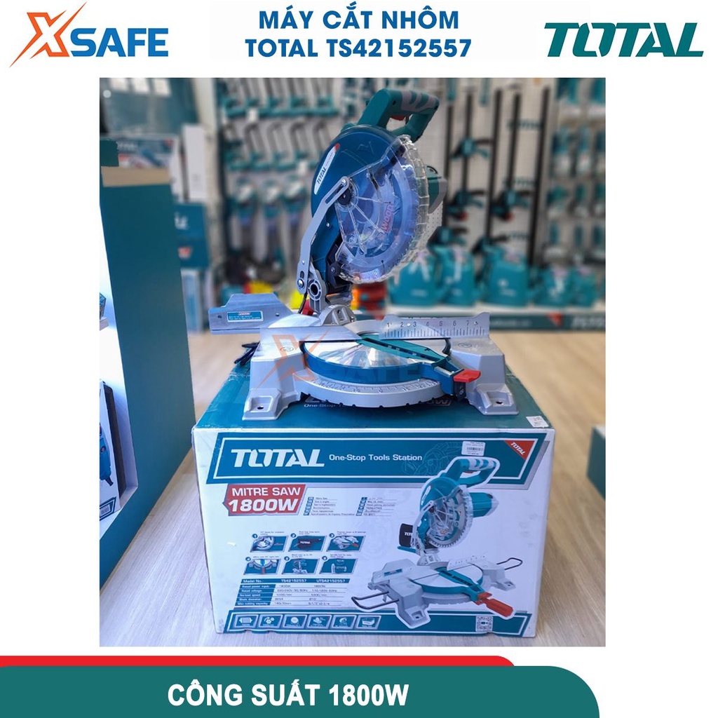 Máy cắt nhôm TOTAL TS42152557 công suất 1800W, kích thước lưỡi 255x30mm, tốc độ không tải 5500rpm kèm nhiều phụ kiện
