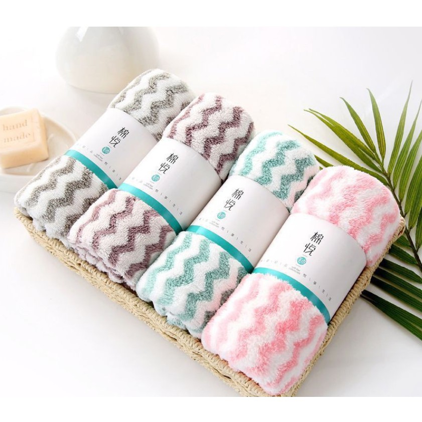 Khăn Mặt Lông Cừu Xuất Hàn 30x50cm Siêu Thấm Nước, Mềm Mại, Không Xù, Không Rụng Lông