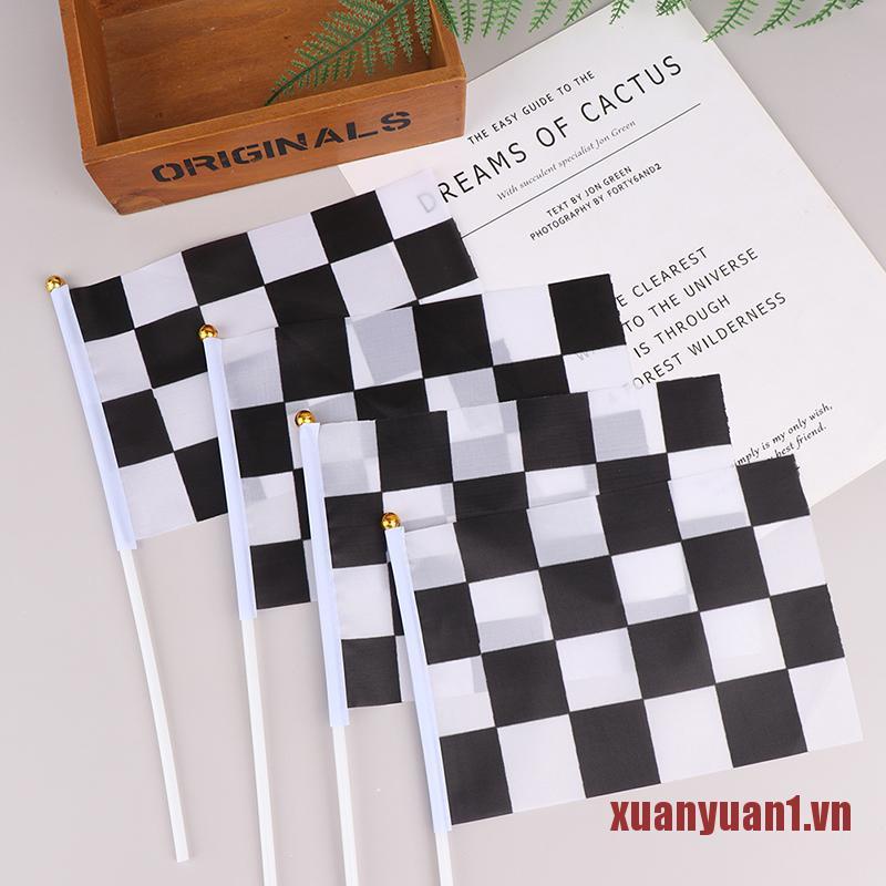 Set 10 Lá Cờ Đua Xe Ô Tô Màu Trắng Đen