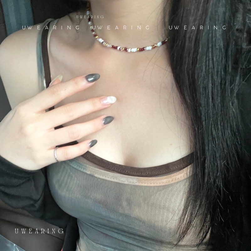 Vòng cổ hạt cườm UW brownie collection phong cách vintage