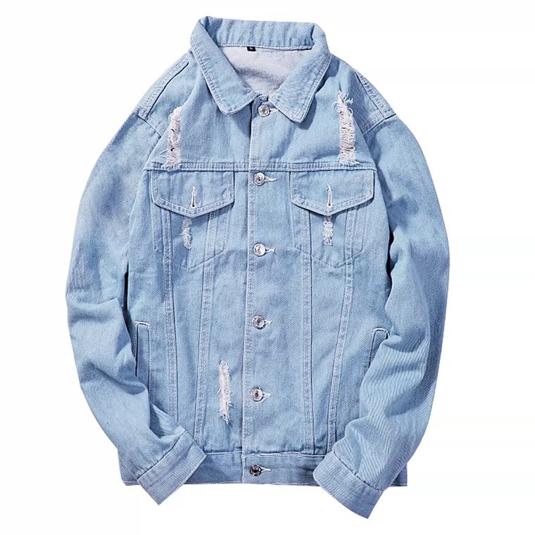 Áo Khoác Jean Rách Nam Nữ, Áo Khoác Bò Rách Nam Nữ Unisex IMAN Form Rộng Phong Cách Basic Hàn Quốc