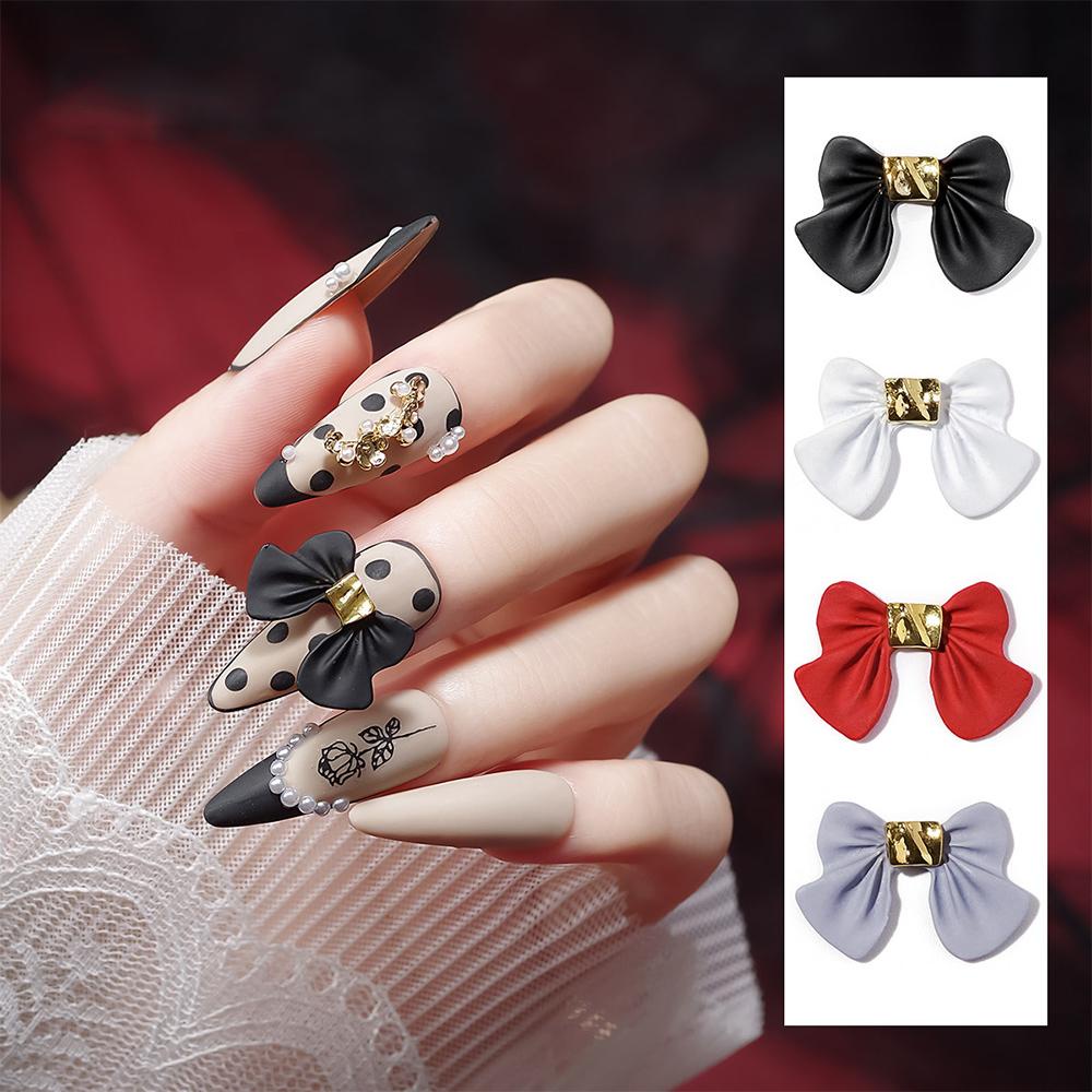Bộ 5 Phụ Kiện Trang Trí Móng Tay Hình Nơ Bằng Resin Lấp Lánh DIY