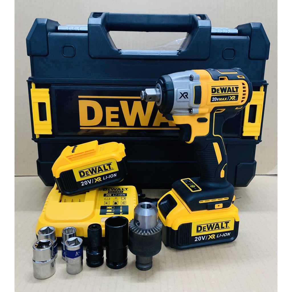 Máy siết bulong dùng pin không chổi than DEWALT 650NM - Tặng kèm 05 đầu khẩu cao cấp + 01 đầu chuyển bulong sang khoan