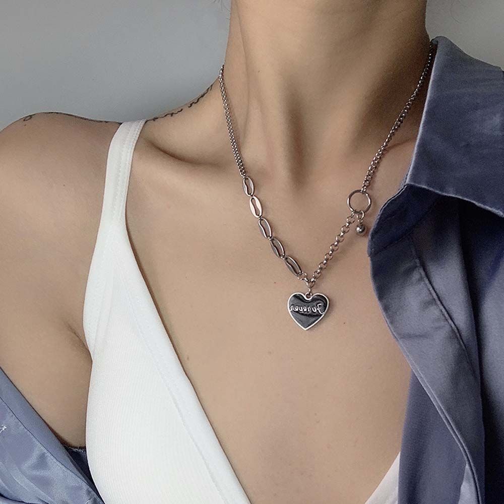 Vòng cổ hợp kim mặt hình trái tim phong cách Hàn Quốc thời trang cho nữ