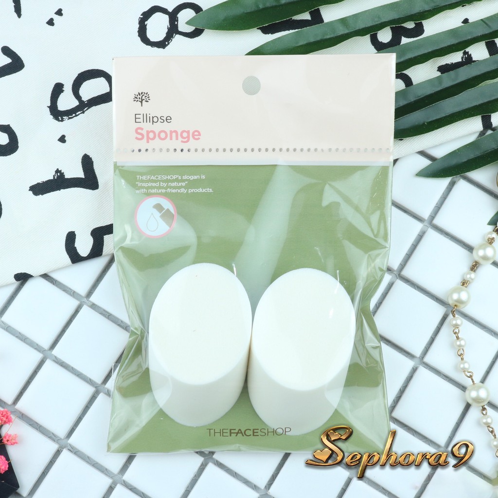 Mút tán kem nền TFS Ellipse Sponge The Face Shop hình Elip nhỏ gọn tiện lợi