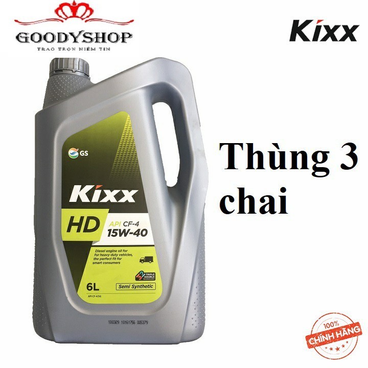 <Cao cấp>Combo 3 can Dầu động cơ Kixx HD CF-4 15W/40 chất lượng cao 6L - Dầu bán tổng hợp