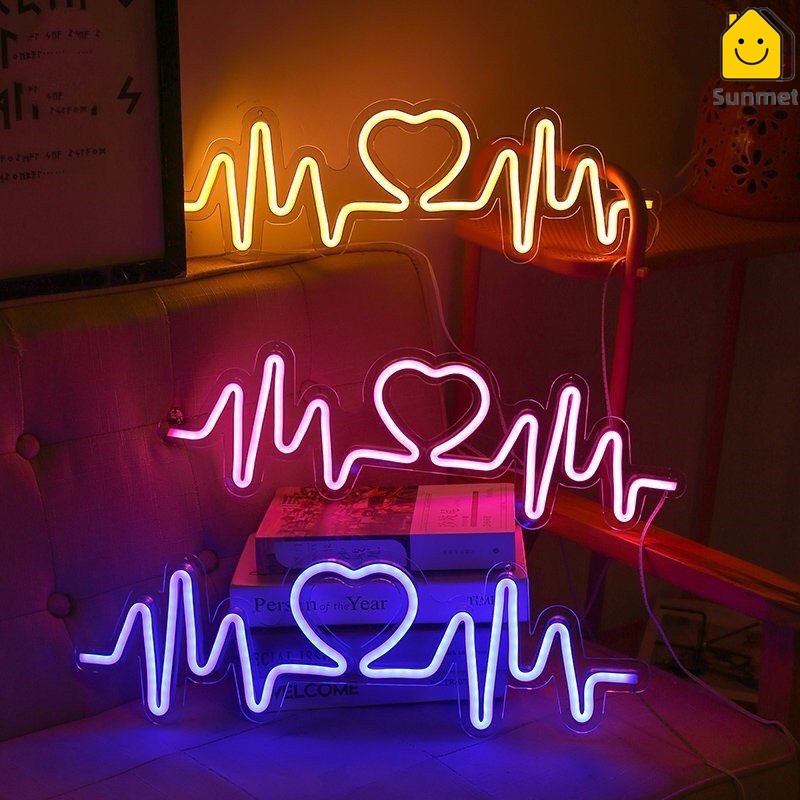 Đèn led neon nhiều mẫu Nhịp đập Trái tim quà tặng VALENTINE trang trí DECOR phòng ngủ USB
