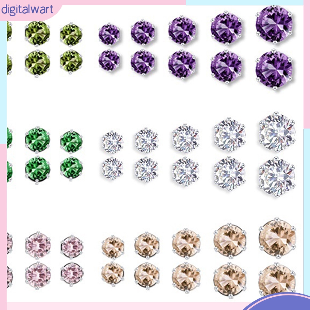 Dgggg Dgg✌❤ Set 12 Đôi Bông Tai Đính Đá Thời Trang Cho Nữ