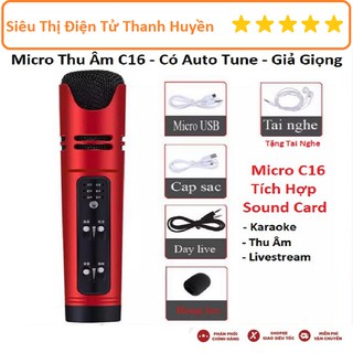 Micro C16 Livestream, Giả Dọng, Hát Karaoke Tích Hợp Soundcard, 6 Chế Độ Âm Thanh, Bản Nâng Cấp Cực Hay Của Micro C7