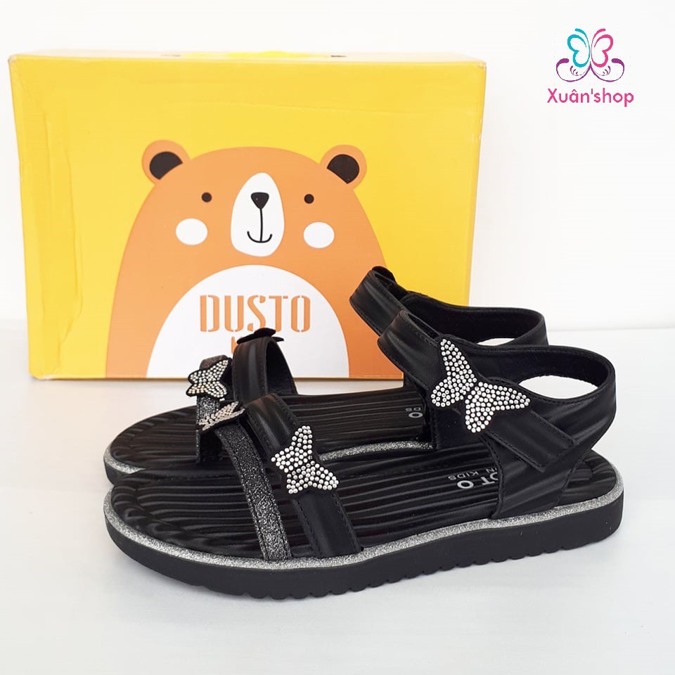 Sandal bé gái hãng Dusto đính nơ xinh xắn, da mềm, lót đế êm thuộc dòng sản phẩm Dusto Kid