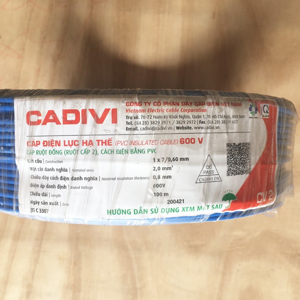 Dây điện đơn Cadivi CV chính hãng - màu ngẫu nhiên - bán theo mét