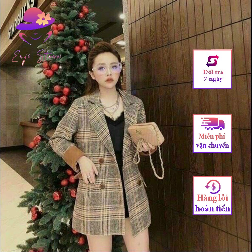 Áo khoác dạ cổ vest 2 túi 2 lớp