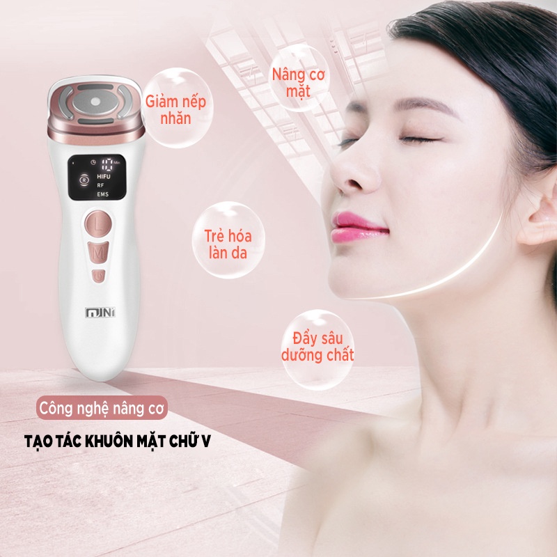Máy Nâng Cơ Mặt HIFU, Nâng Cơ Xóa Nhăn Trẻ Hóa Căng Bóng Da- Công Nghệ Siêu Âm, Sóng RF, Xung Điện EMS Thế Hệ Mới