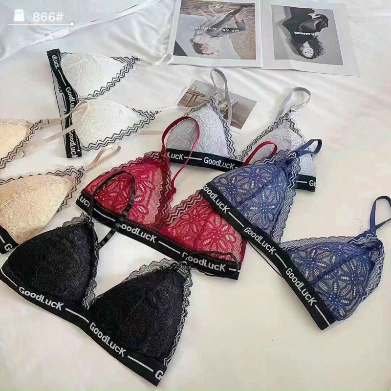 Áo bra ren 2 dây viền chữ GOODLUCK có móc cài sau 344