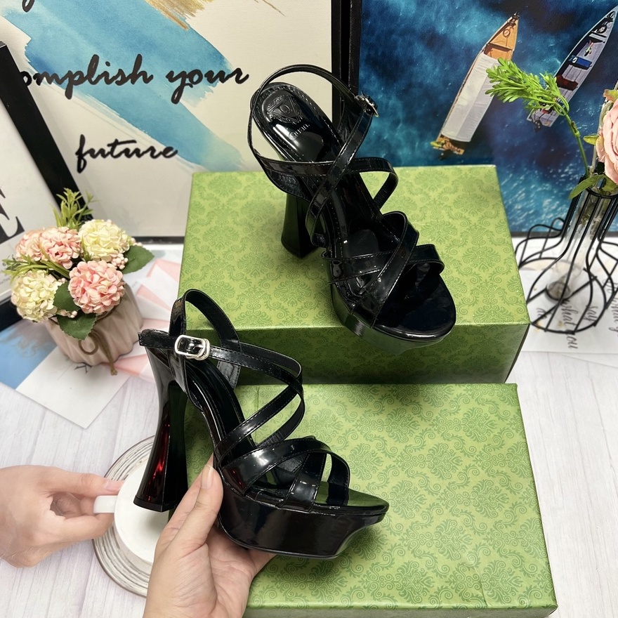 Sandal Đế Vuông Cao 13 Phân  - Giày Cô Dâu, Đi Tiệc - Quai Trong Đế Đúp SD482 shop diều phương